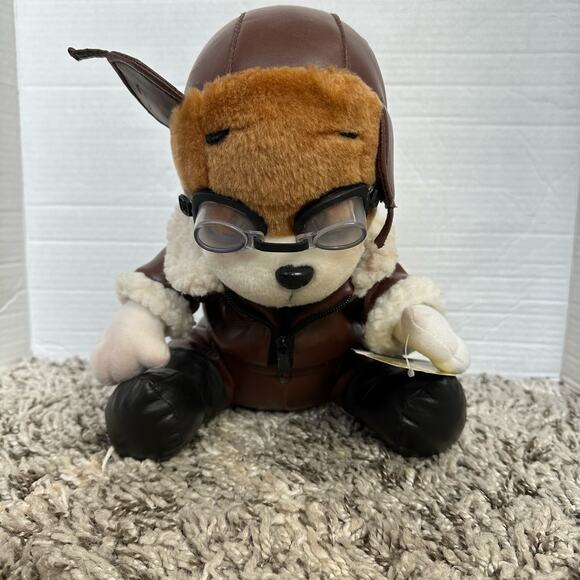 Aviator Pilot Teddy Bear Cap Goggles Faux Leather Good Stuff Win - Picture 6 of 13